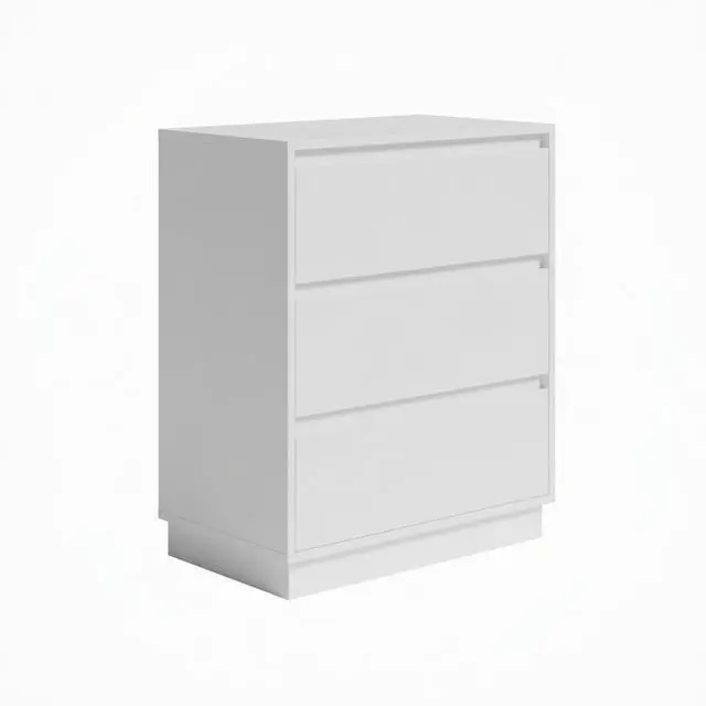 Main image of Set Of 2, 23.6 Wide White Large Morden Wood Nightstand With 3 Drawers