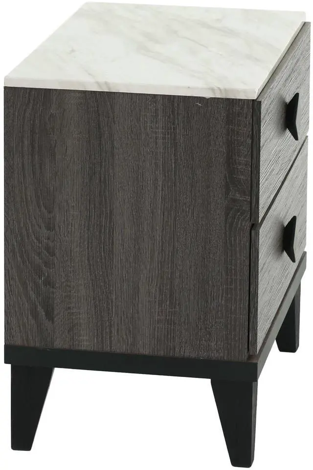 Alt view image 2 of 7 - Nightstand In Dark Gray Oak (Rustic Accents)