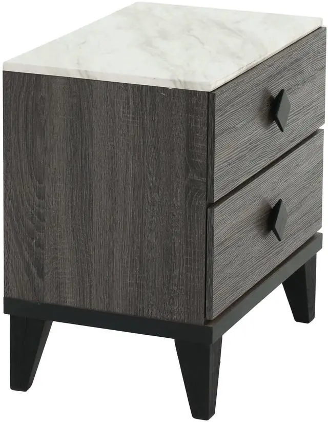 Alt view image 6 of 7 - Nightstand In Dark Gray Oak (Rustic Accents)