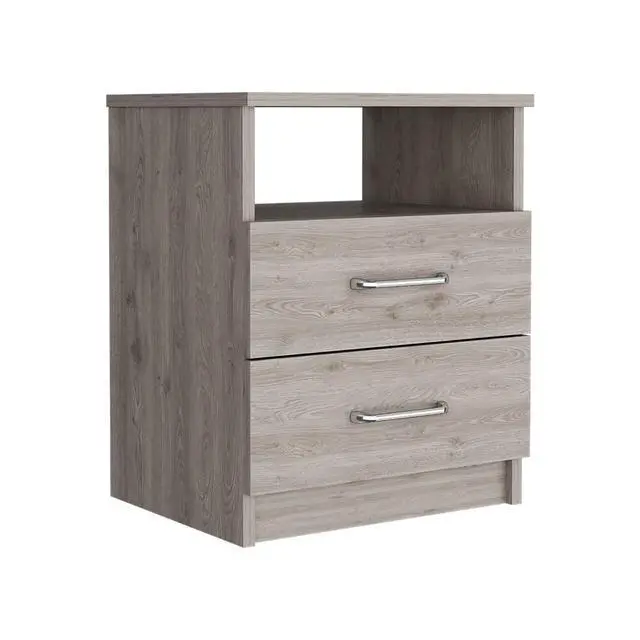 Alt view image 6 of 6 - Nightstand Olienza, Two Drawers, One Shelf, Light Gray Finish