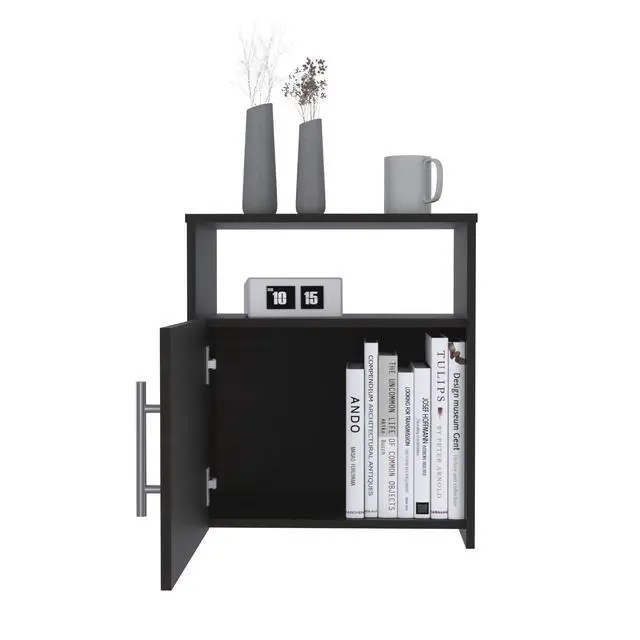 Alt view image 5 of 7 - Nightstand Cuarzz, One Cabinet, Black Wengue Finish