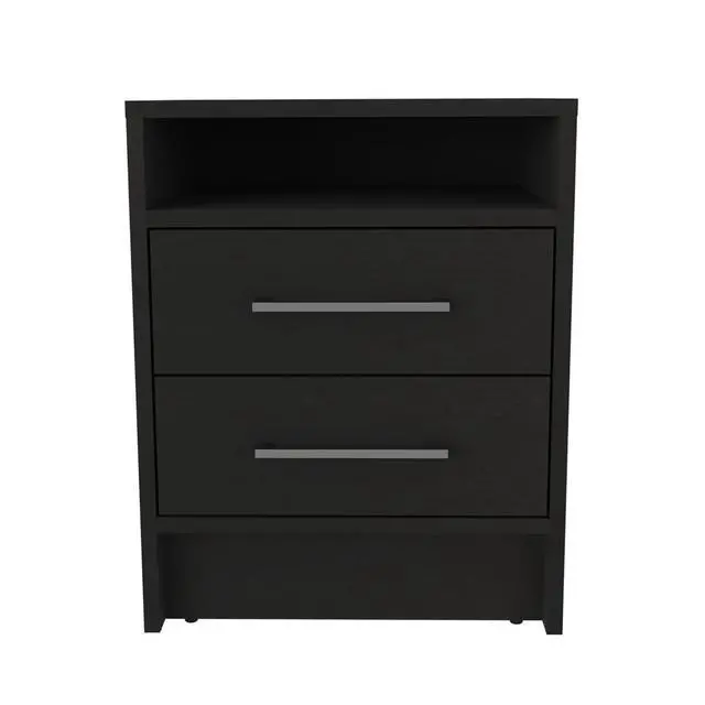 Alt view image 2 of 7 - Nightstand Cartiz, Two Drawers, Black Wengue Finish