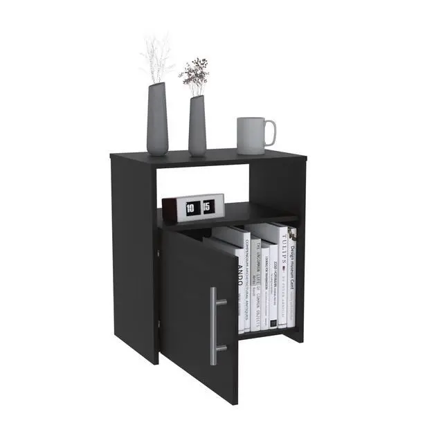 Alt view image 6 of 7 - Nightstand Cuarzz, One Cabinet, Black Wengue Finish
