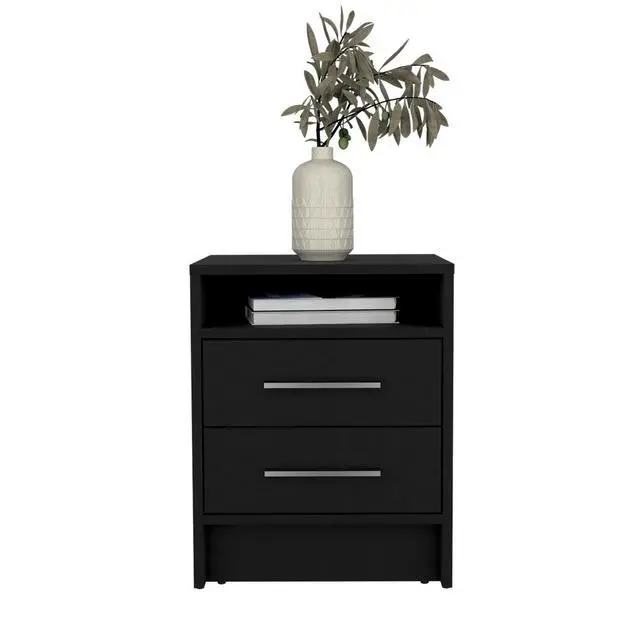 Alt view image 6 of 7 - Nightstand Cartiz, Two Drawers, Black Wengue Finish