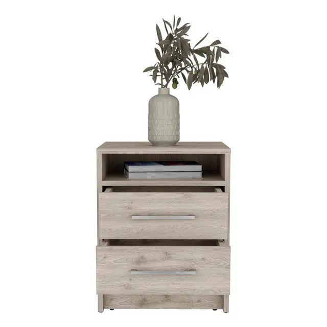 Alt view image 5 of 7 - Nightstand Cartiz, Two Drawers, Light Gray Finish