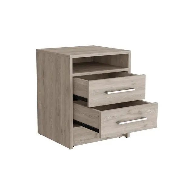 Alt view image 7 of 7 - Nightstand Cartiz, Two Drawers, Light Gray Finish