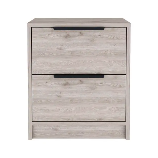 Alt view image 5 of 7 - Nightstand Cervants, Two Drawers, Metal Handle, Light Gray Finish