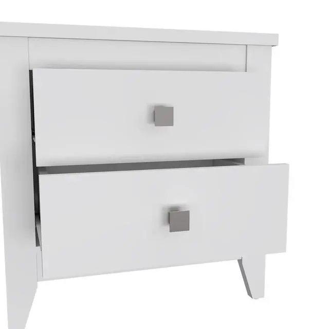Alt view image 5 of 7 - Nightstand More, Two Shelves, Four Legs, White Finish