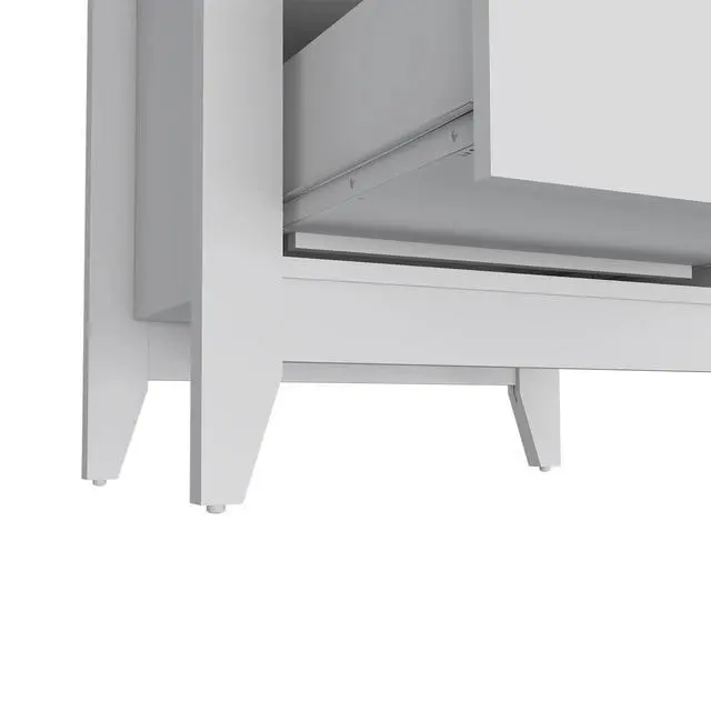 Alt view image 4 of 7 - Nightstand More, Two Shelves, Four Legs, White Finish