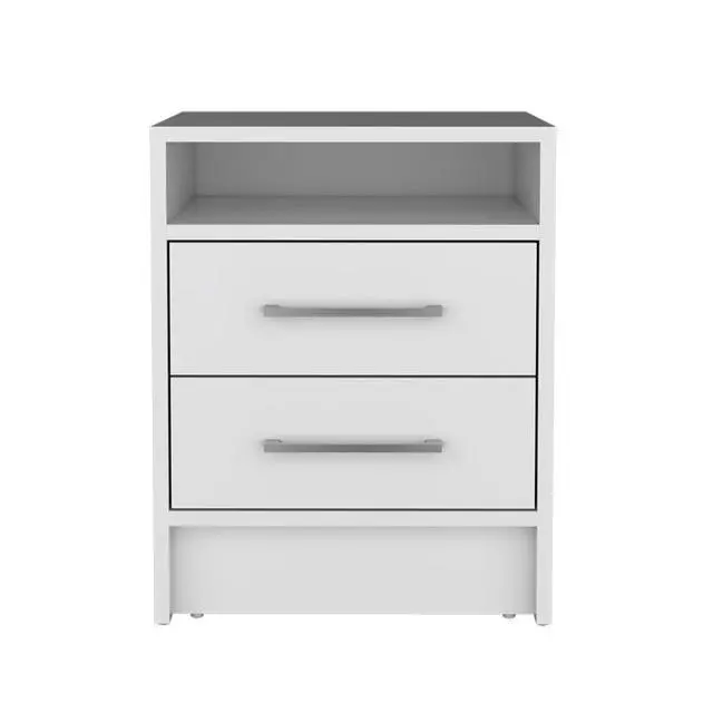 Alt view image 2 of 7 - Nightstand Cartiz, Two Drawers, White Finish