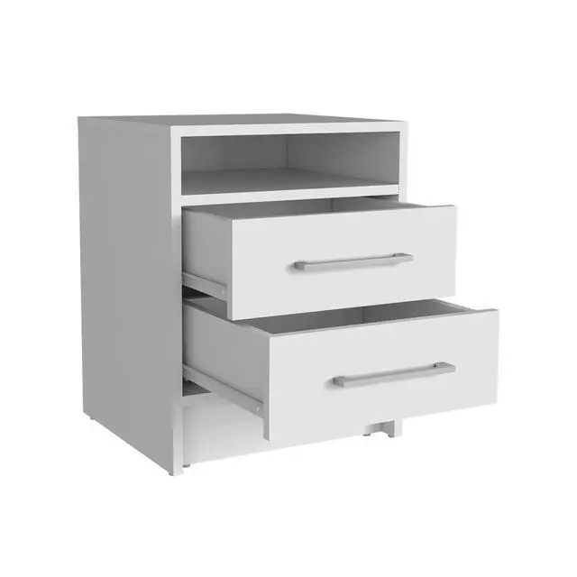 Alt view image 7 of 7 - Nightstand Cartiz, Two Drawers, White Finish