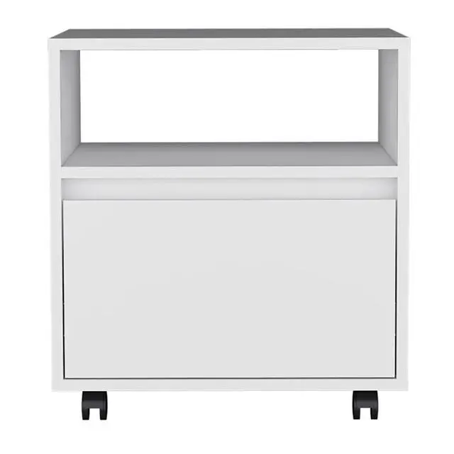 Alt view image 5 of 7 - Nightstand Munyochi, One Drawer, White Finish