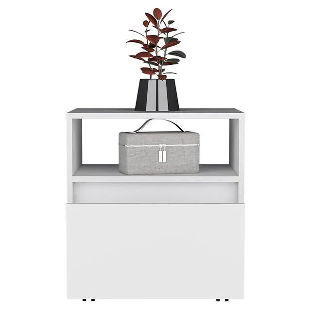 Alt view image 6 of 7 - Nightstand Munyochi, One Drawer, White Finish