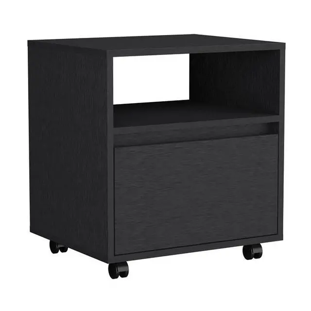 Alt view image 2 of 7 - Nightstand Munyochi, One Drawer, Black Wengue Finish