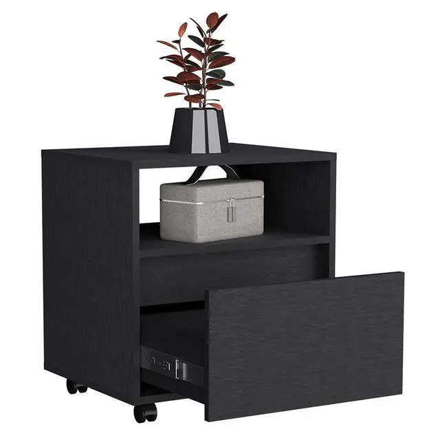 Alt view image 3 of 7 - Nightstand Munyochi, One Drawer, Black Wengue Finish