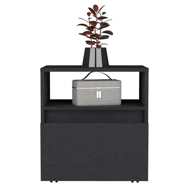 Alt view image 4 of 7 - Nightstand Munyochi, One Drawer, Black Wengue Finish