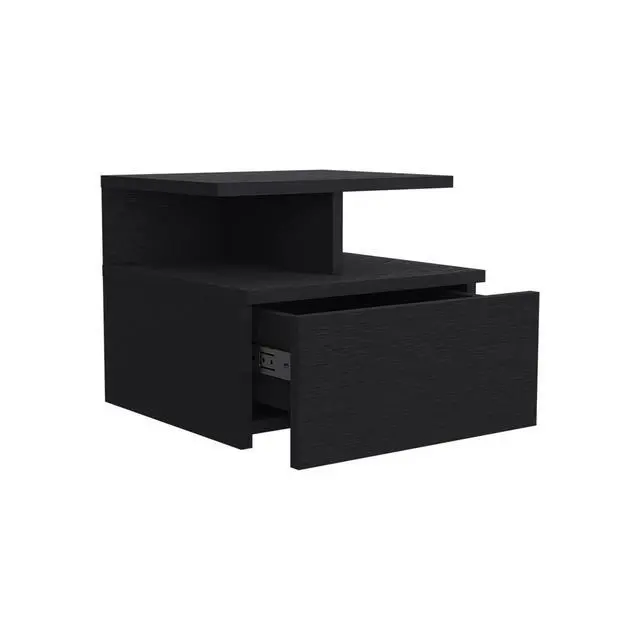 Alt view image 6 of 7 - Floating Nightstand Flopini, One Drawer, Black Wengue Finish