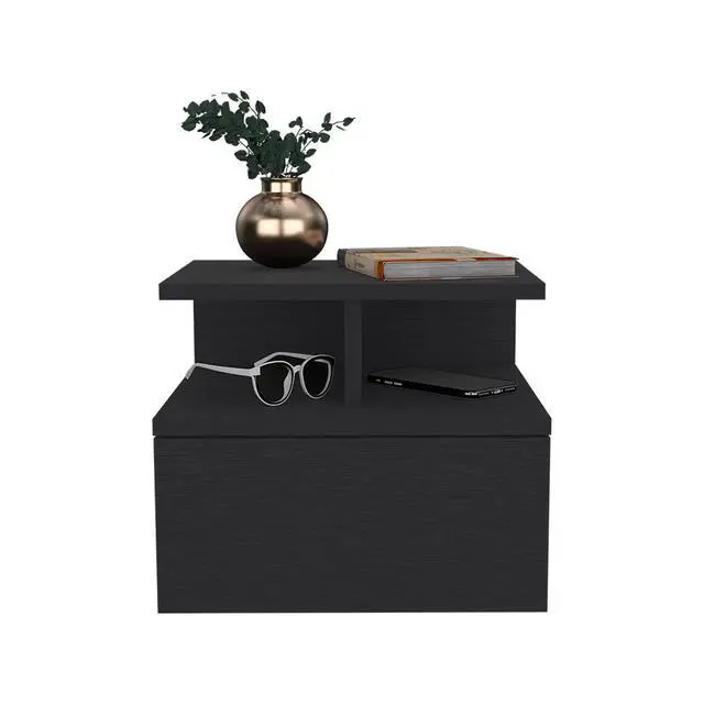 Alt view image 5 of 7 - Floating Nightstand Flopini, One Drawer, Black Wengue Finish