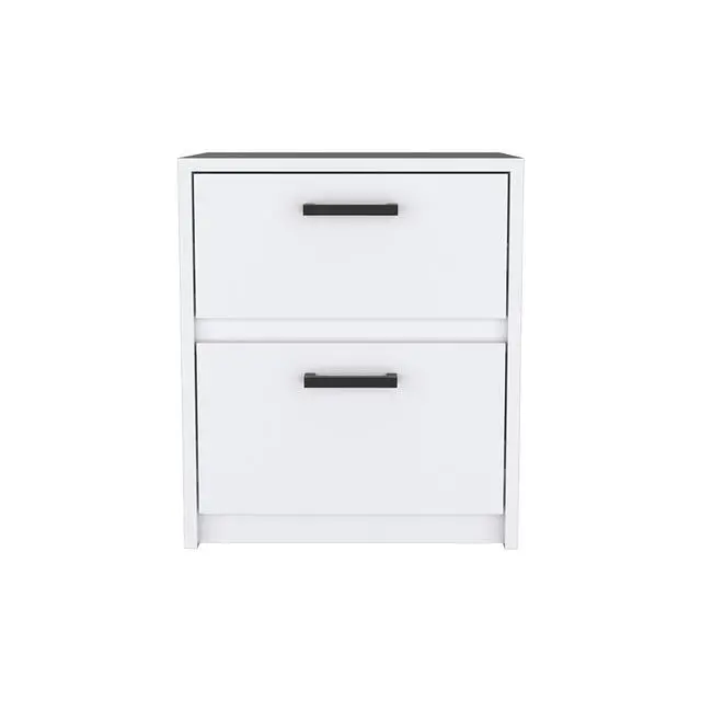 Alt view image 4 of 7 - Nightstand Chequered, Two Drawes, White Finish