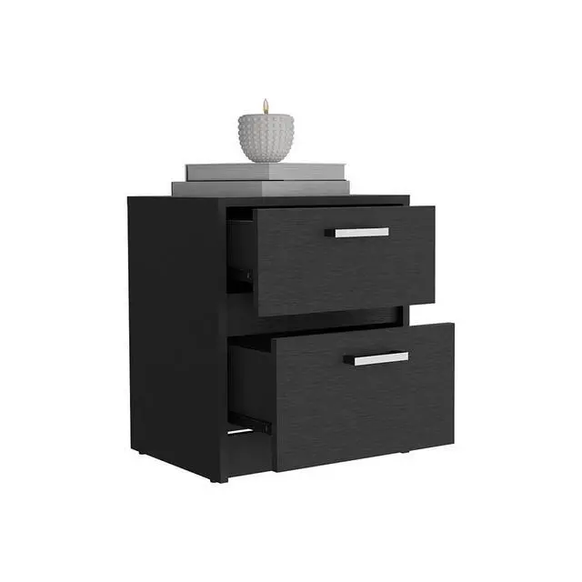 Alt view image 3 of 7 - Nightstand Chequered, Two Drawers, Black Wengue Finish