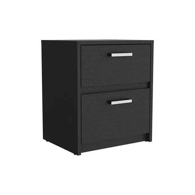 Alt view image 2 of 7 - Nightstand Chequered, Two Drawers, Black Wengue Finish