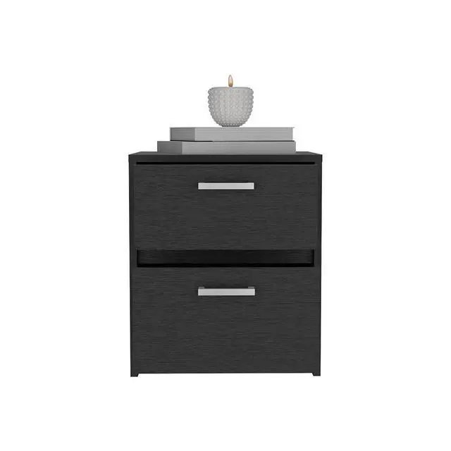 Alt view image 4 of 7 - Nightstand Chequered, Two Drawers, Black Wengue Finish