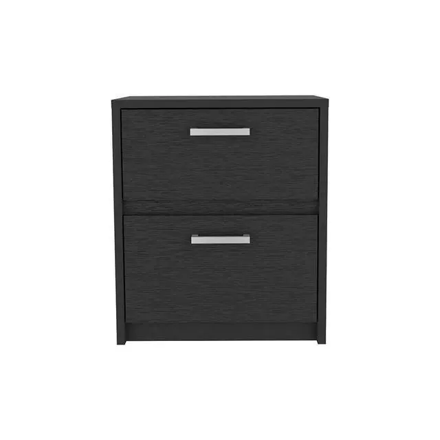 Alt view image 5 of 7 - Nightstand Chequered, Two Drawers, Black Wengue Finish