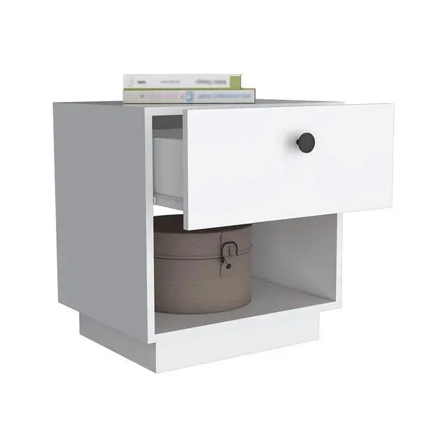 Alt view image 4 of 7 - Nightstand Viliigili, One Drawer, White Finish
