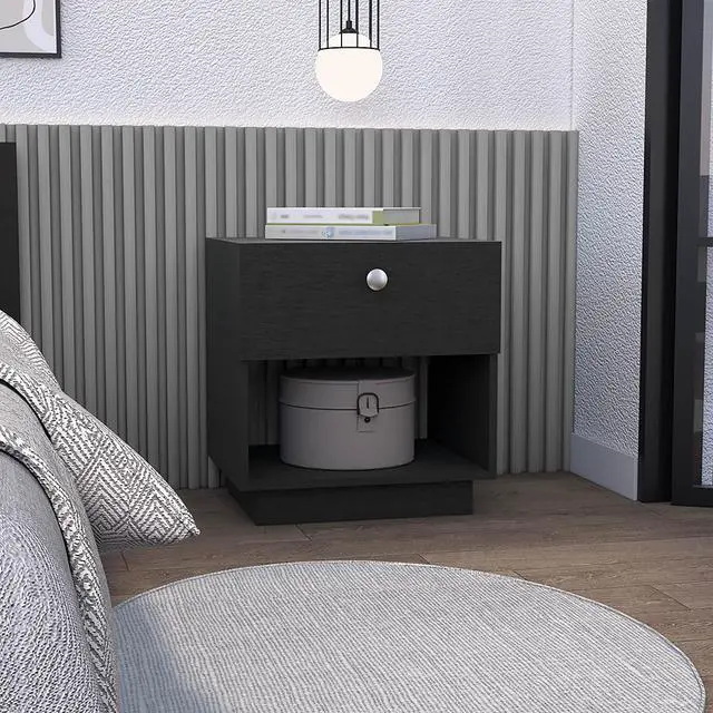 Alt view image 2 of 7 - Nightstand Viliigili, One Drawer, Black Wengue Finish
