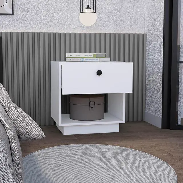 Alt view image 5 of 7 - Nightstand Viliigili, One Drawer, White Finish