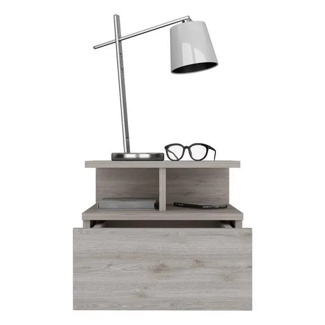 Alt view image 5 of 7 - Floating Nightstand Flopini, One Drawer, Light Gray Finish