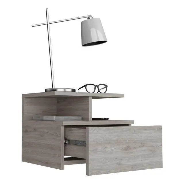 Alt view image 7 of 7 - Floating Nightstand Flopini, One Drawer, Light Gray Finish