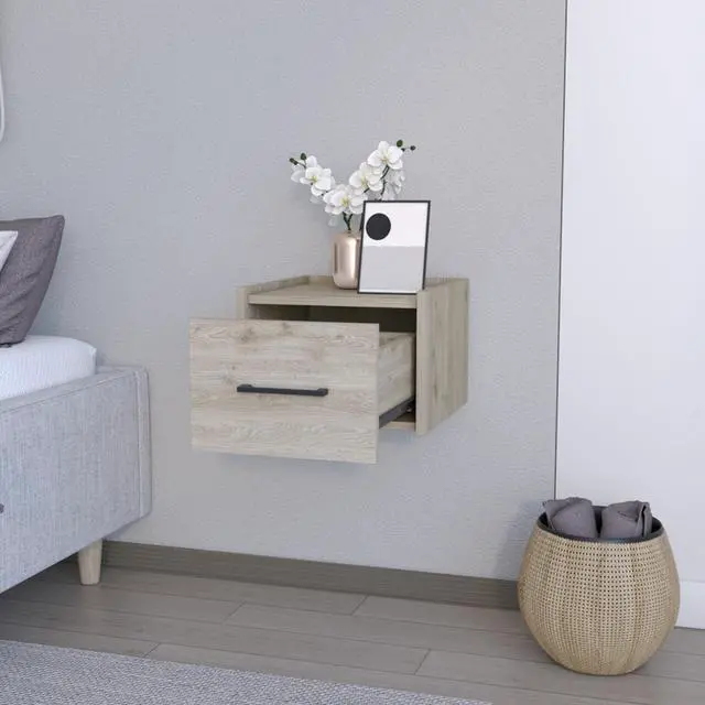 Alt view image 2 of 7 - Floating Nightstand Calion, Bedroom, Light Gray