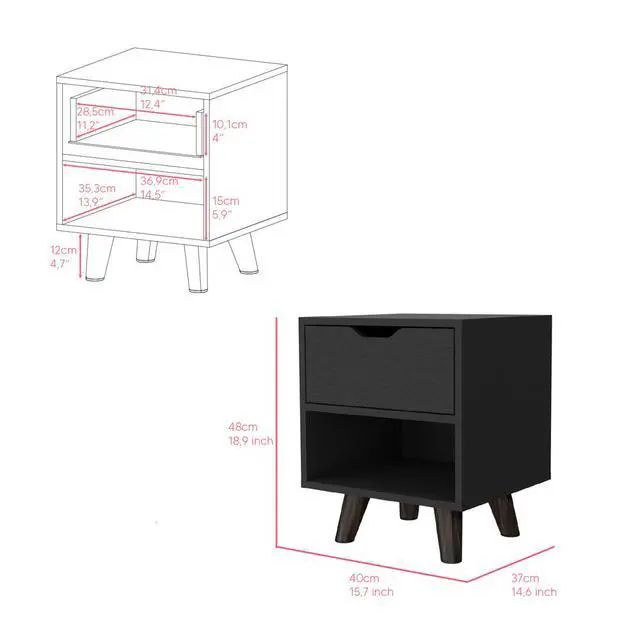 Alt view image 7 of 7 - Nightstand Carleen, Bedroom, Black