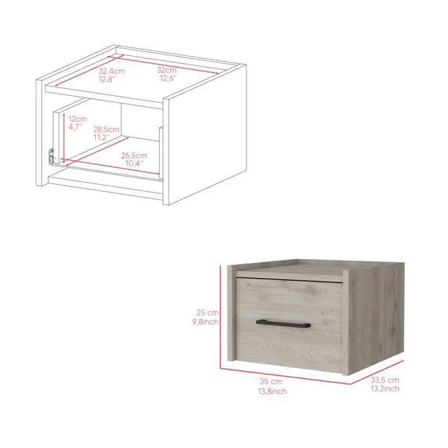 Alt view image 7 of 7 - Floating Nightstand Calion, Bedroom, Light Gray