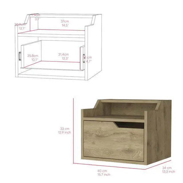 Alt view image 4 of 7 - Floating Nightstand Chester, Bedroom, Macadamia