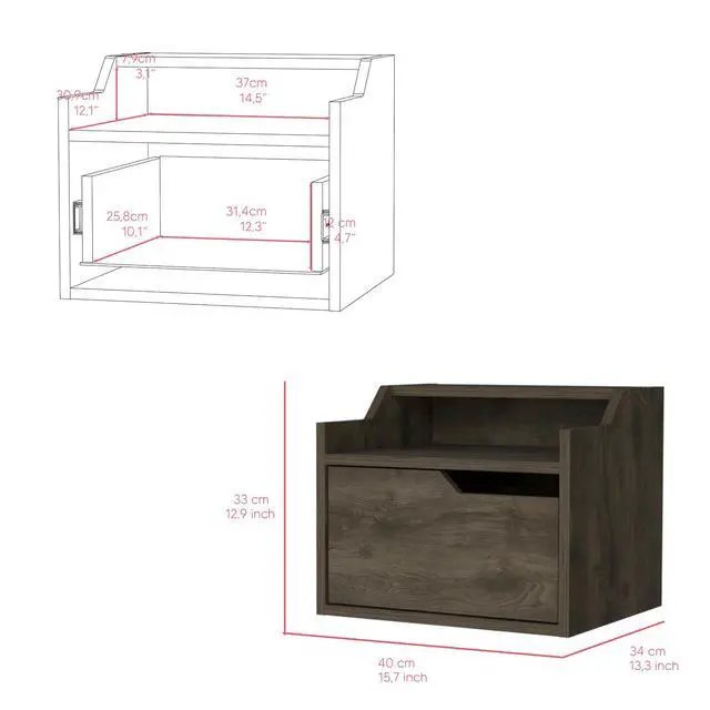 Alt view image 7 of 7 - Floating Nightstand Chester, Bedroom, Dark Brown