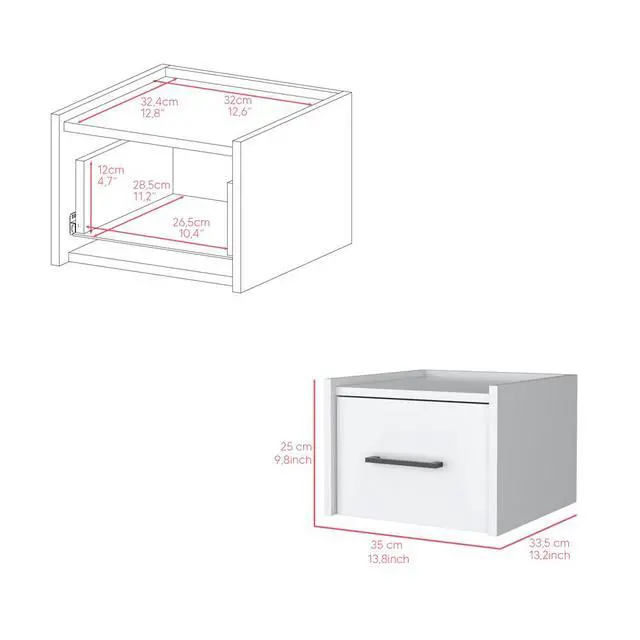 Alt view image 7 of 7 - Floating Nightstand Calion, Bedroom, White