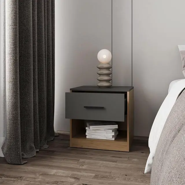 Alt view image 3 of 5 - Kemp Mill Nightstand, Matt Grey/Macadamia