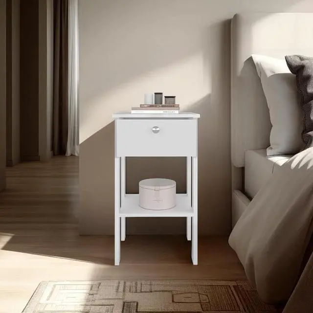 Alt view image 2 of 7 - Scooba Stand, Manufactured Wood Nightstand With 1 Drawer And Open Shelf Ideal For Bedroom.