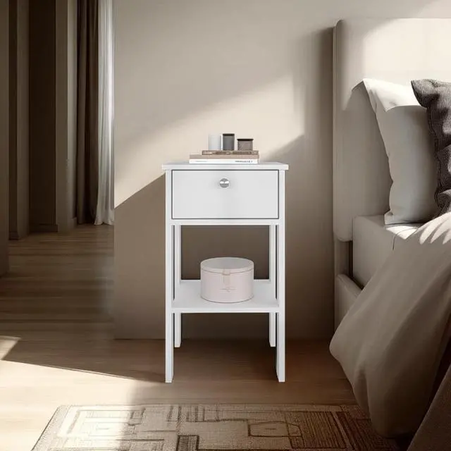 Main image of Scooba Stand, Manufactured Wood Nightstand With 1 Drawer And Open Shelf Ideal For Bedroom.