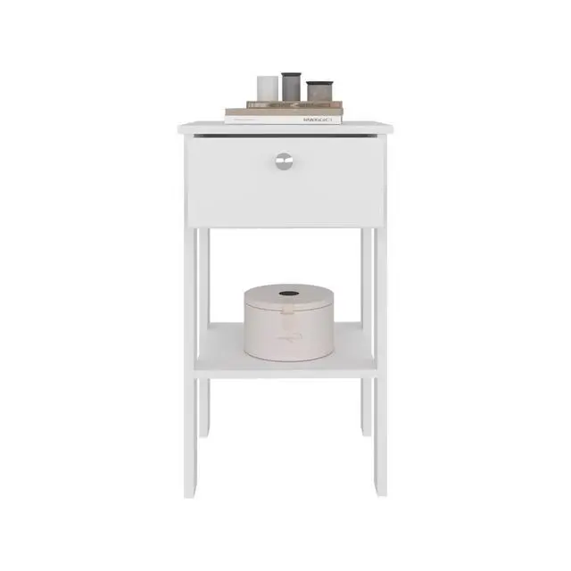 Alt view image 4 of 7 - Scooba Stand, Manufactured Wood Nightstand With 1 Drawer And Open Shelf Ideal For Bedroom.