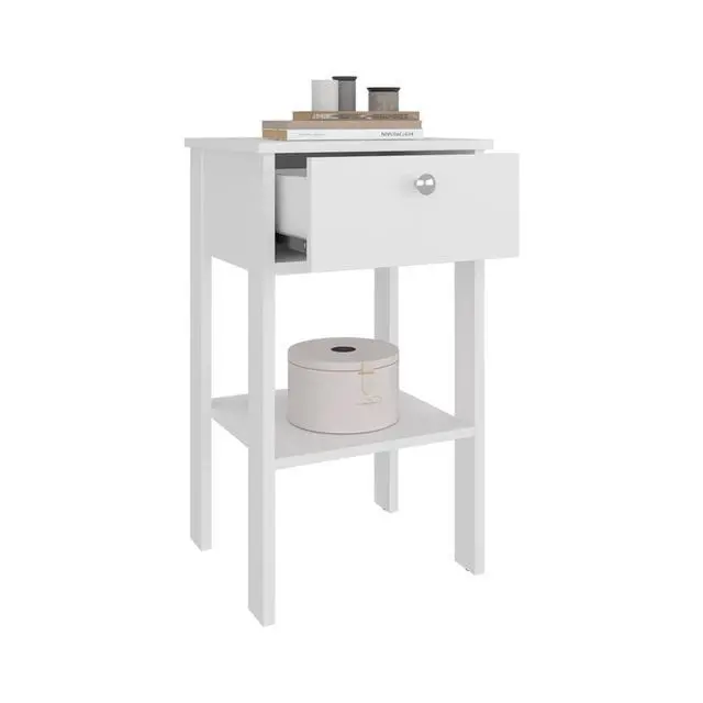 Alt view image 5 of 7 - Scooba Stand, Manufactured Wood Nightstand With 1 Drawer And Open Shelf Ideal For Bedroom.