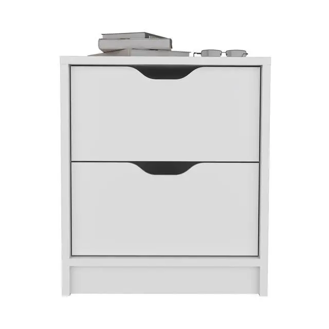 Alt view image 7 of 7 - Double Drawer Nightstand 19"H, Bedside Table, White