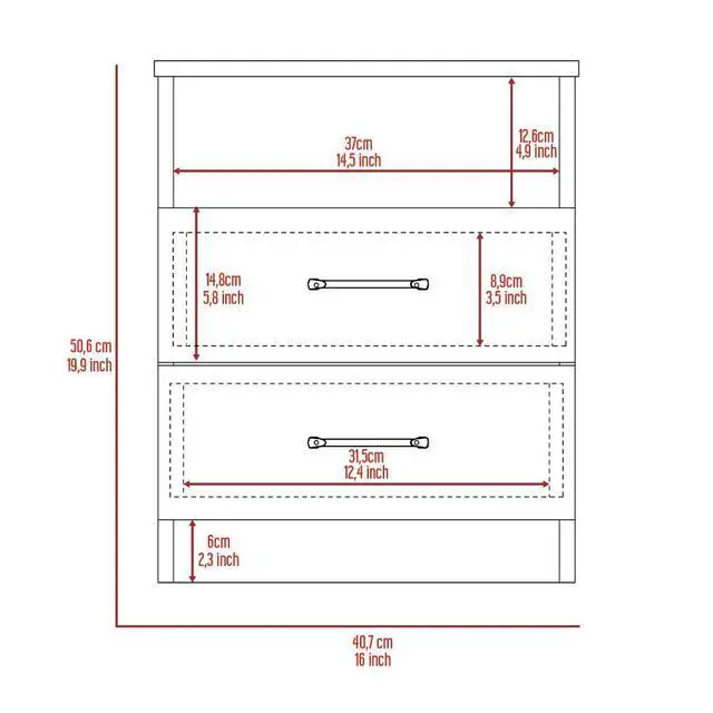 Alt view image 4 of 6 - Nightstand 20"H, Two Drawers, One Shelf, Superior Top, Light Gray