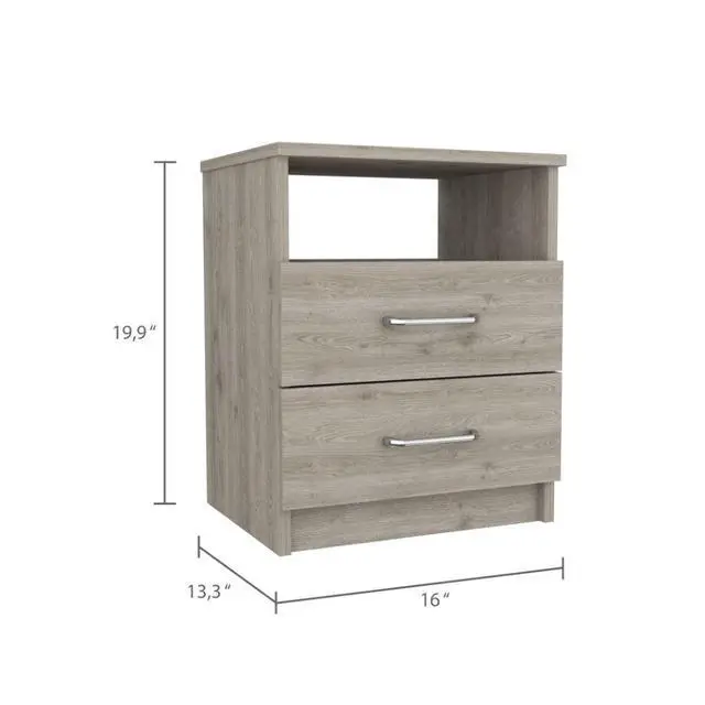Alt view image 5 of 6 - Nightstand 20"H, Two Drawers, One Shelf, Superior Top, Light Gray