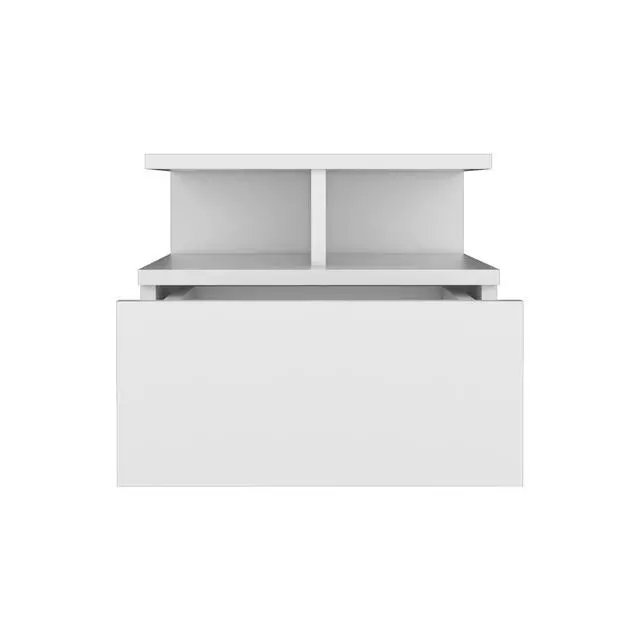 Alt view image 5 of 7 - Floating Nightstand 12"H, Wall Mounted With Single Drawer And 2-Tier Shelf, White