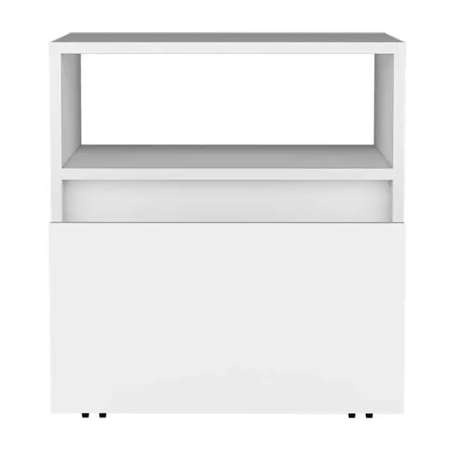 Alt view image 4 of 7 - Nightstand 20"H, With One Open Shelf, 1 Drawer And Casters, White