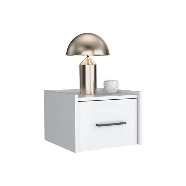Alt view image 3 of 7 - Floating Nightstand, Space-Saving Design With Handy Drawer And Surface, White