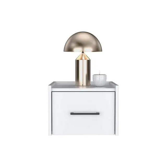 Alt view image 4 of 7 - Floating Nightstand, Space-Saving Design With Handy Drawer And Surface, White